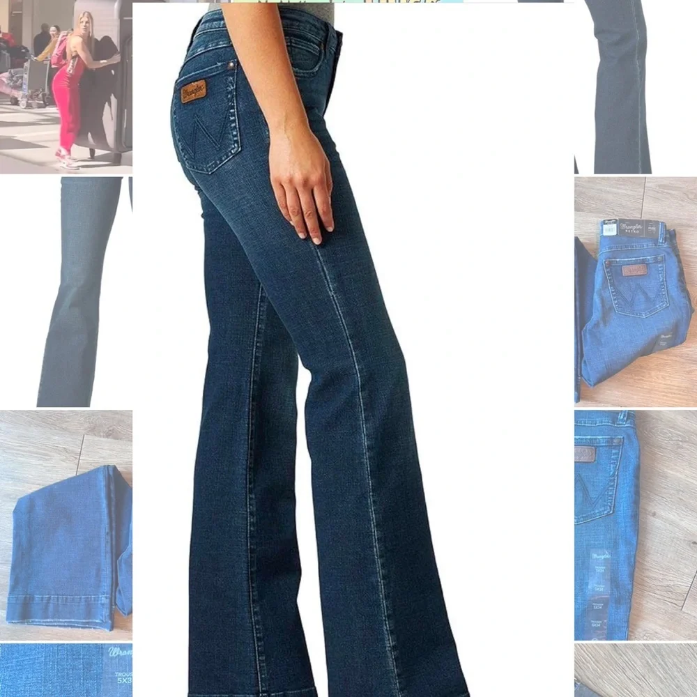 Wrangler Womens Retro Mae Mid Rise Wide Leg Trouser Jeans. 👖 - Picture 2 of 16